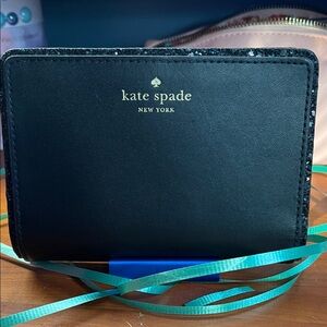 kate spade Black Leather wallet with glitter edges